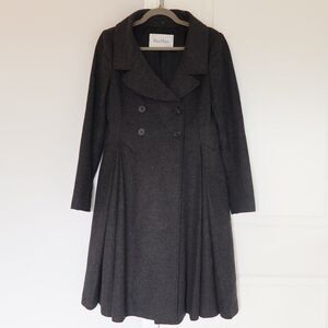 MAXMARA wool peacoat long grey alpaca mohair double breast 6 luxury old money